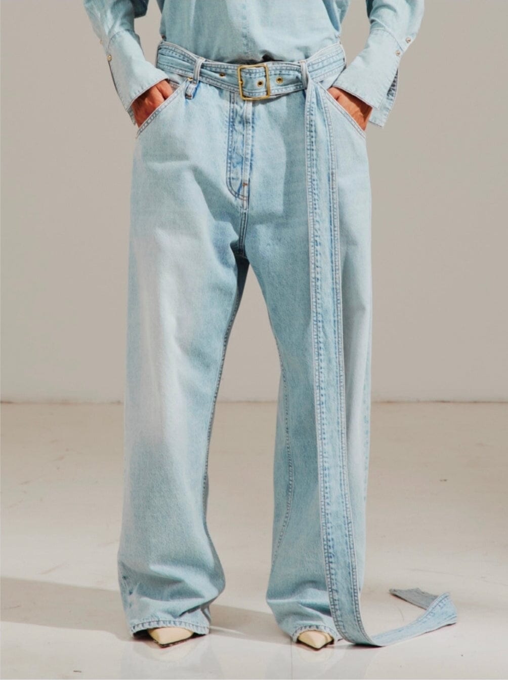 DARKPARK // Dalila Denim Belt - Relaxed Tencel Denim / Bleach Baby Blue Womens Darkpark 