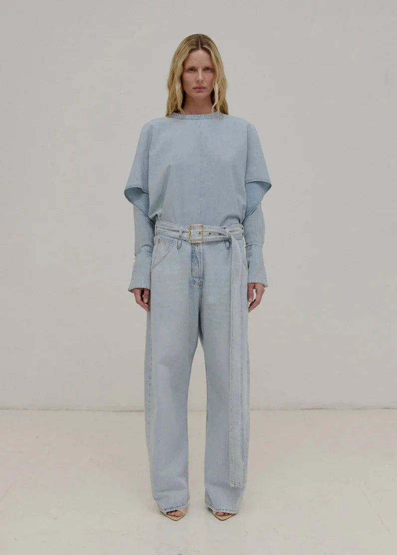 DARKPARK // Dalila Denim Belt - Relaxed Tencel Denim / Bleach Baby Blue Womens Darkpark 