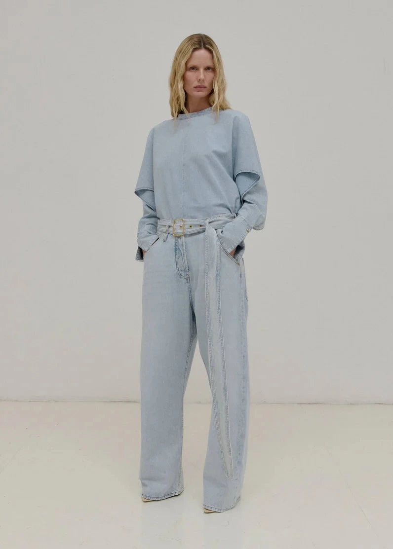 DARKPARK // Dalila Denim Belt - Relaxed Tencel Denim / Bleach Baby Blue Womens Darkpark 