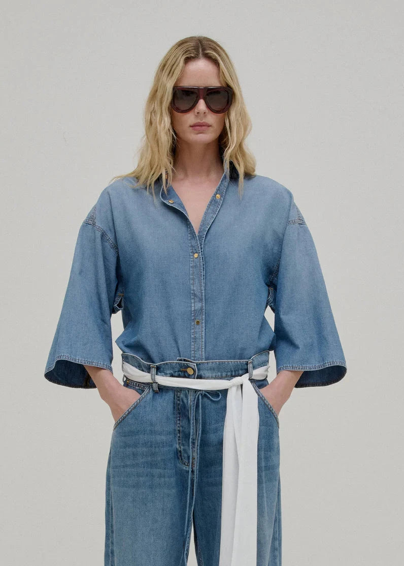 DARKPARK // Dora Chambray Shirt / Blue Oslo Womens Darkpark 