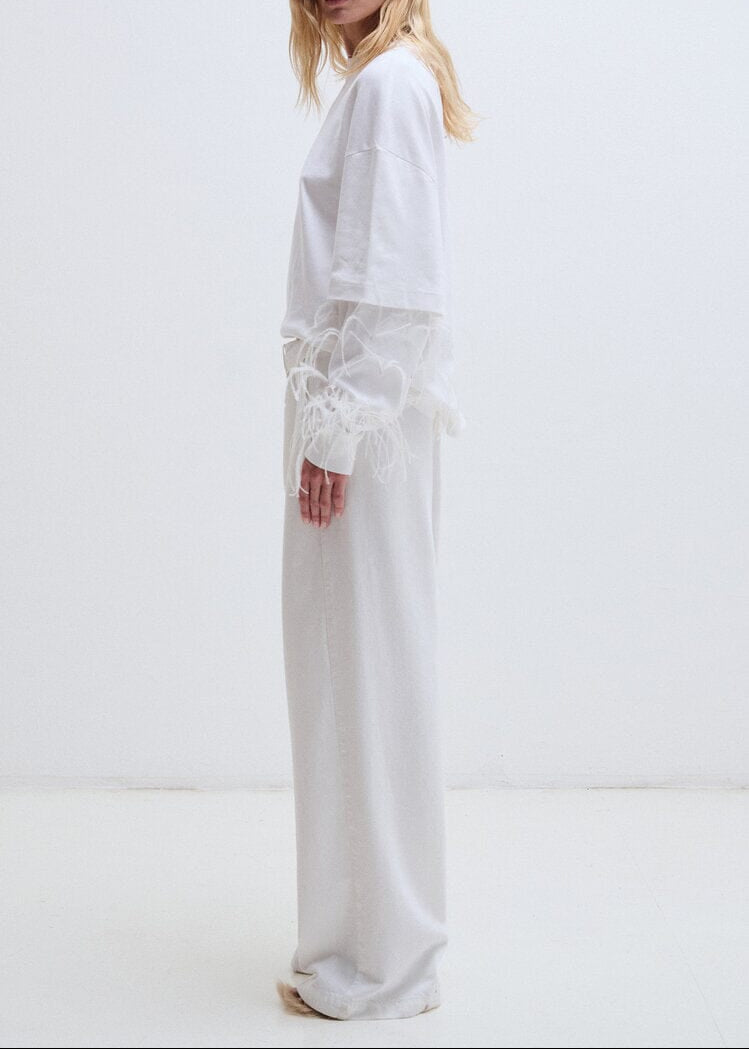 Darkpark // Gaia Wide Leg Tencel Denim With Belt / Washed White Womens Darkpark 