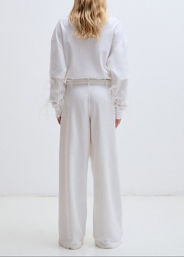 Darkpark // Gaia Wide Leg Tencel Denim With Belt / Washed White Womens Darkpark 