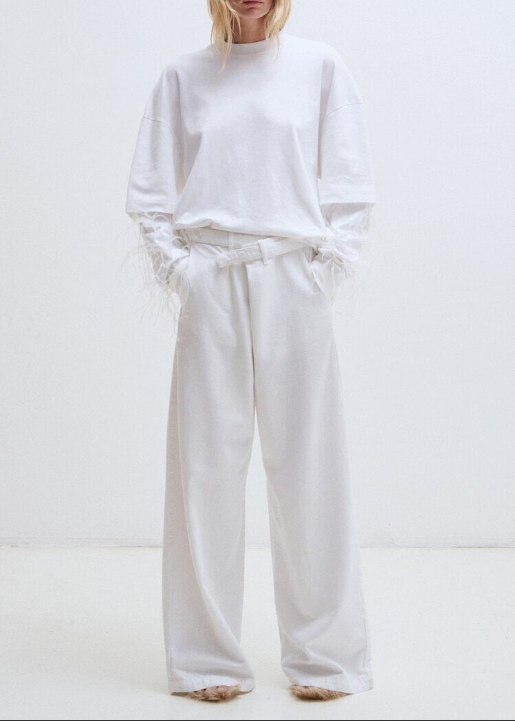 Darkpark // Gaia Wide Leg Tencel Denim With Belt / Washed White Womens Darkpark 