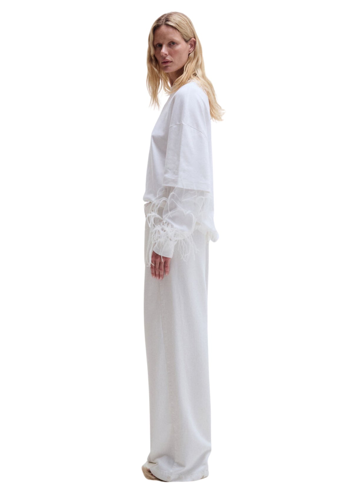 Darkpark // Gaia Wide Leg Tencel Denim With Belt / Washed White Womens Darkpark 