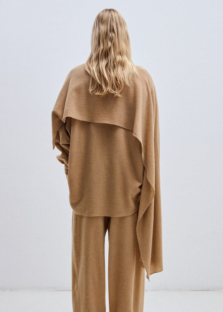 Darkpark // Georgia Cashmere & Wool Detachable Scarf Shirt / Camel Womens Darkpark 