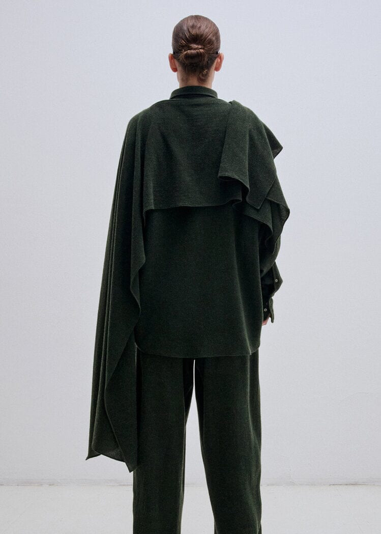Darkpark // Georgia Cashmere & Wool Detachable Scarf Shirt / Green Womens Darkpark 