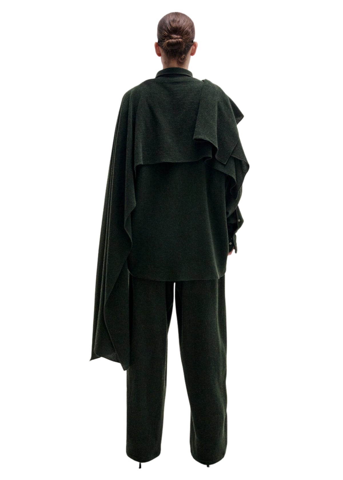 Darkpark // Georgia Cashmere & Wool Detachable Scarf Shirt / Green Womens Darkpark 