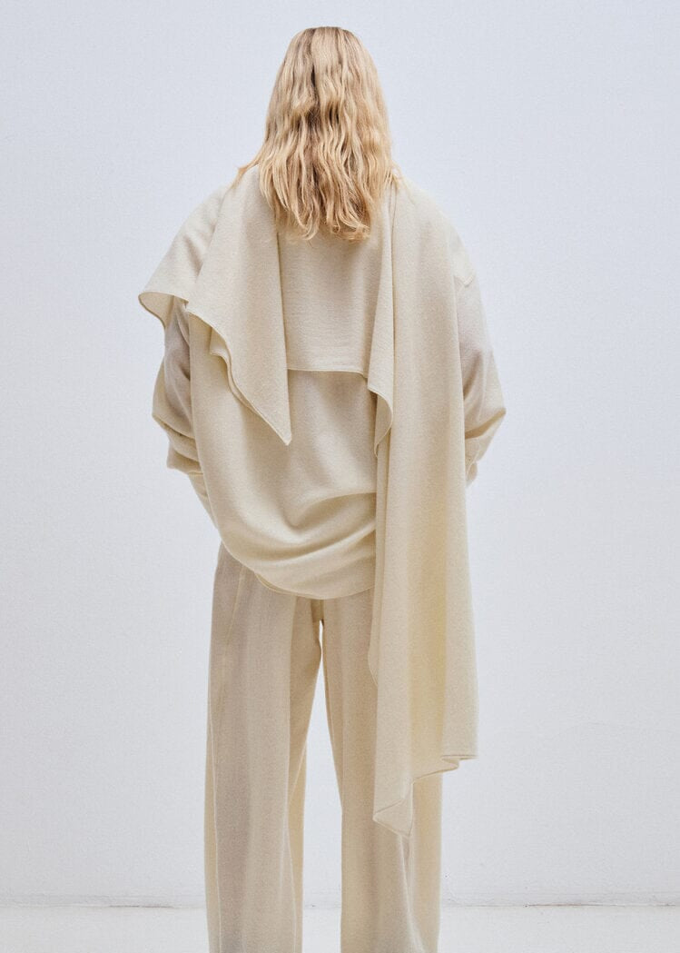 Darkpark // Georgia Cashmere & Wool Detachable Scarf Shirt / Winter White Womens Darkpark 