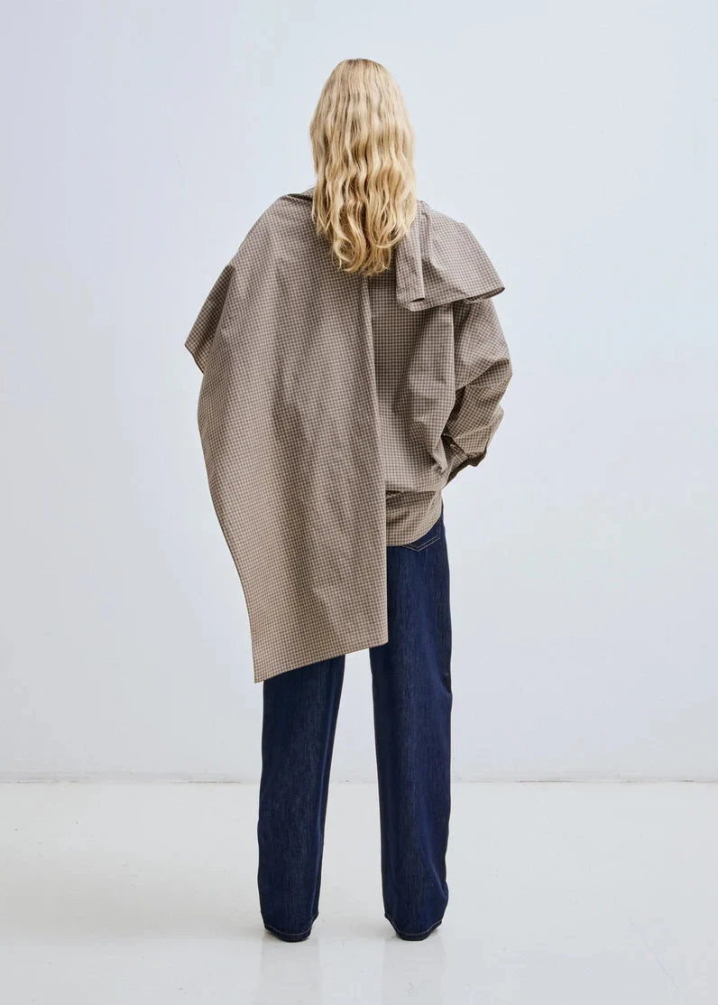 Darkpark // Georgia Detachable Scarf Popeline Shirt / Beige Womens Darkpark 