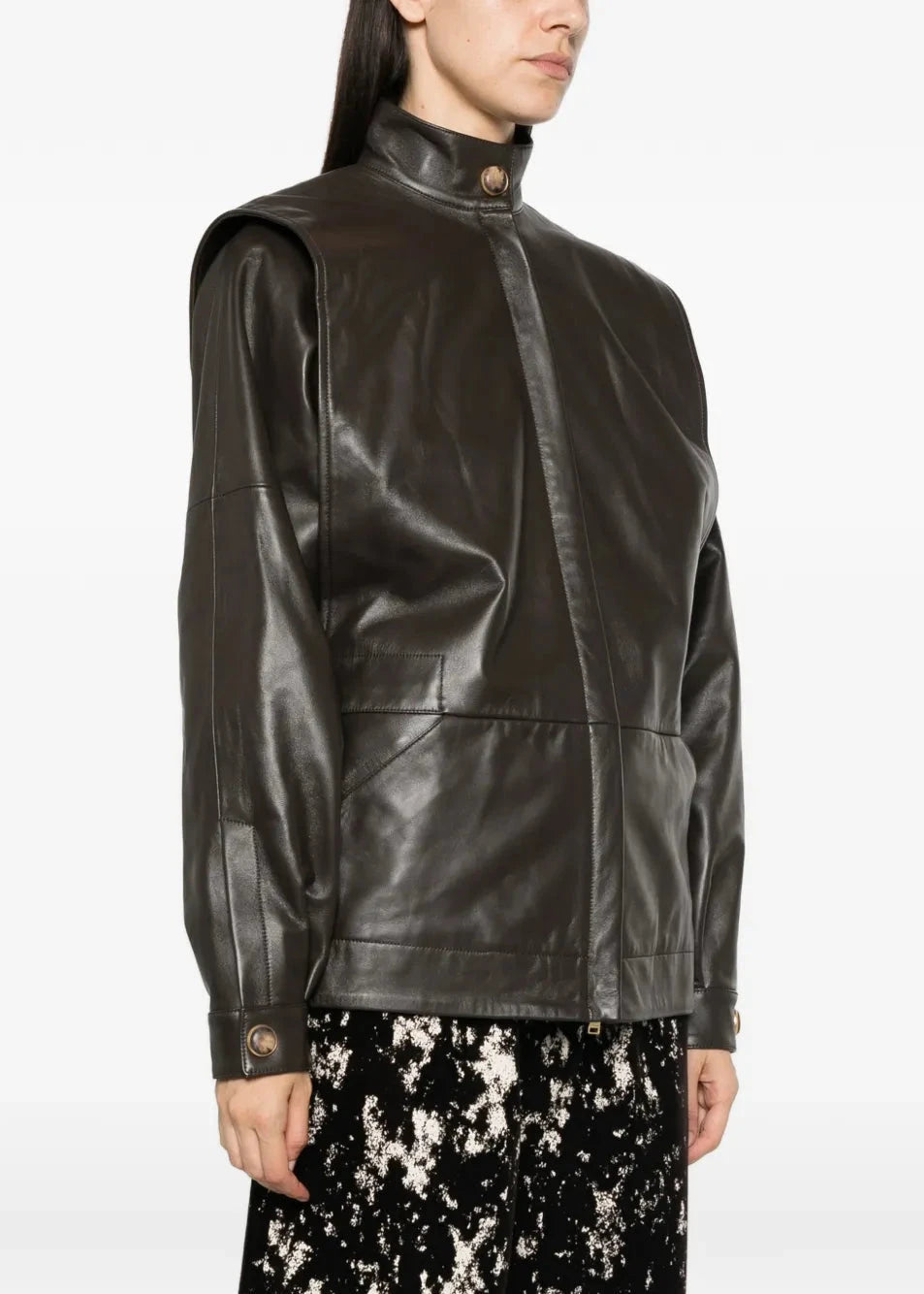 Darkpark // Gianna Gilet Leather Jacket / Dark Brown Womens Darkpark 