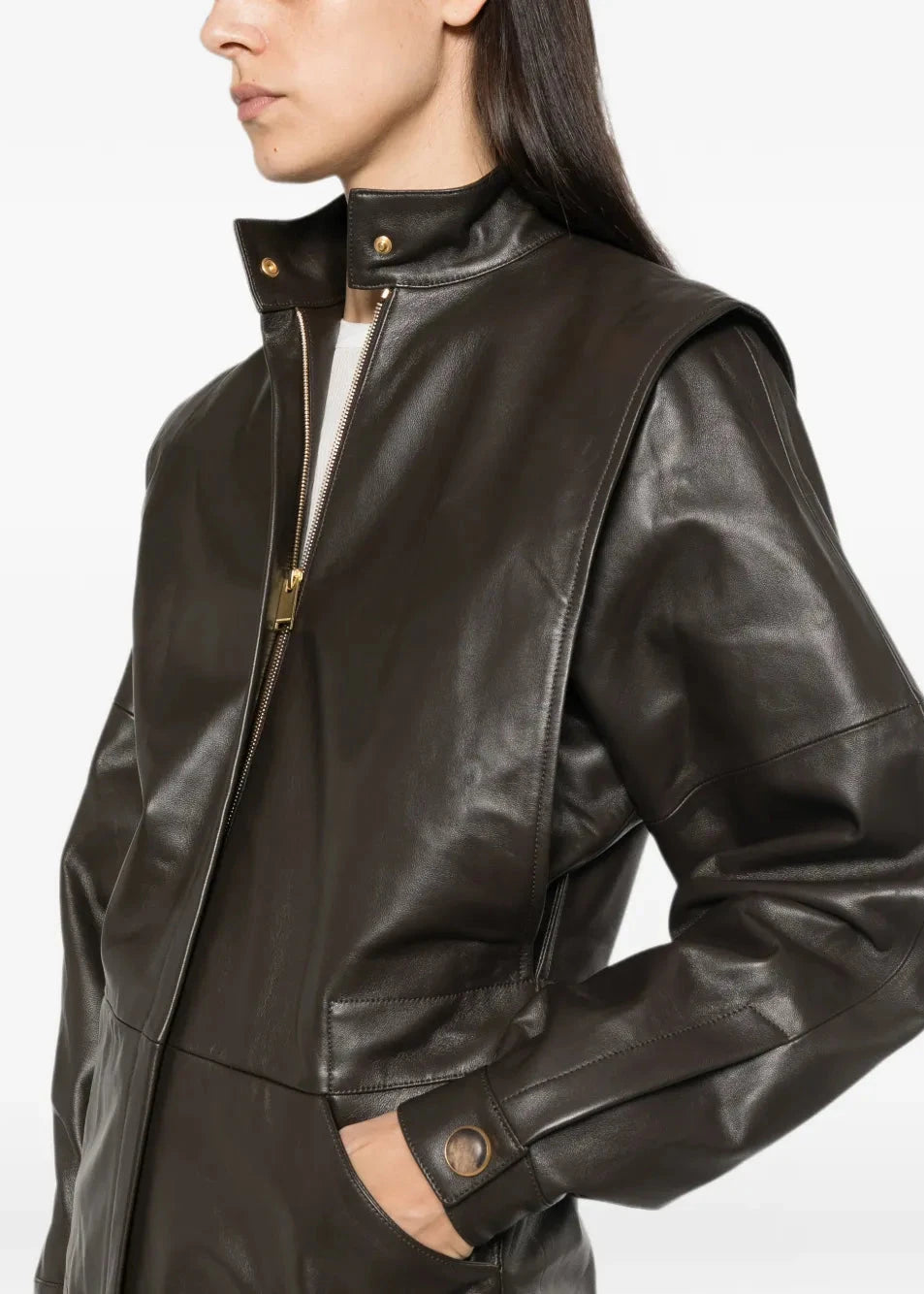 Darkpark // Gianna Gilet Leather Jacket / Dark Brown Womens Darkpark 