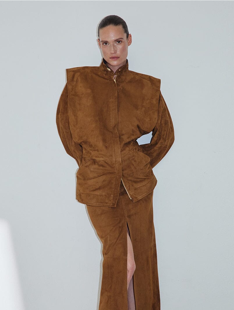 DARKPARK // Gianna Gilet Leather Jacket / Tobacco Womens Darkpark 