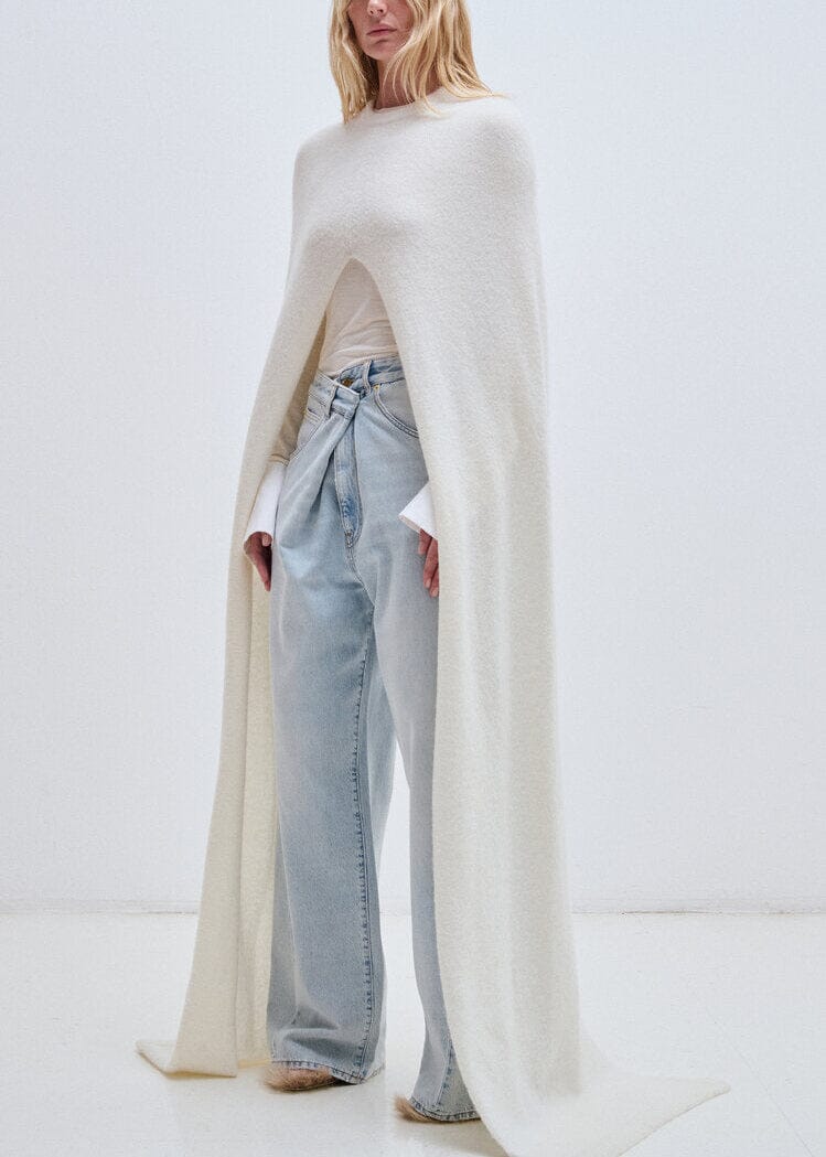 Darkpark // Ines Fold Over Denim Bleach Trousers / Baby Blue Womens Darkpark 