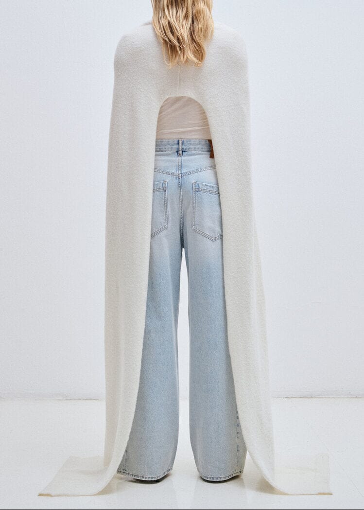 Darkpark // Ines Fold Over Denim Bleach Trousers / Baby Blue Womens Darkpark 