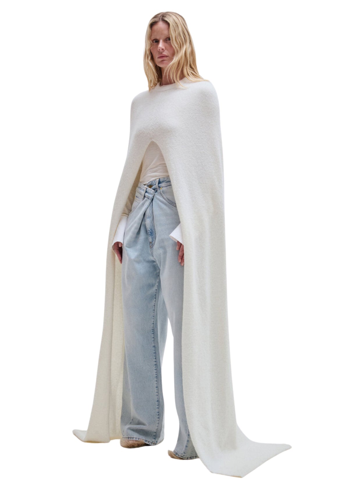 Darkpark // Ines Fold Over Denim Bleach Trousers / Baby Blue Womens Darkpark 