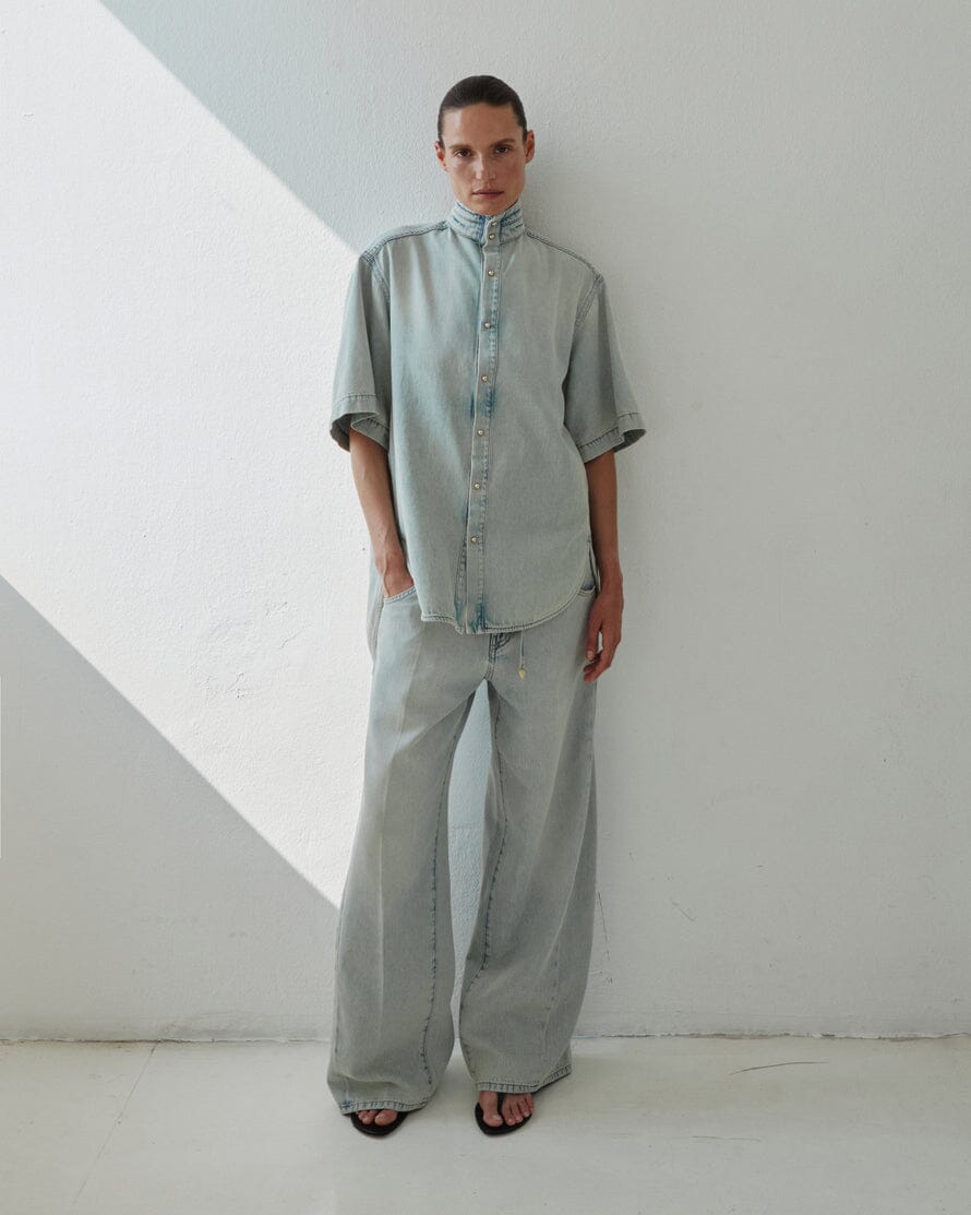 DARKPARK // Iris Paper Bag Tencel Denim / Bluesh White Womens Darkpark 