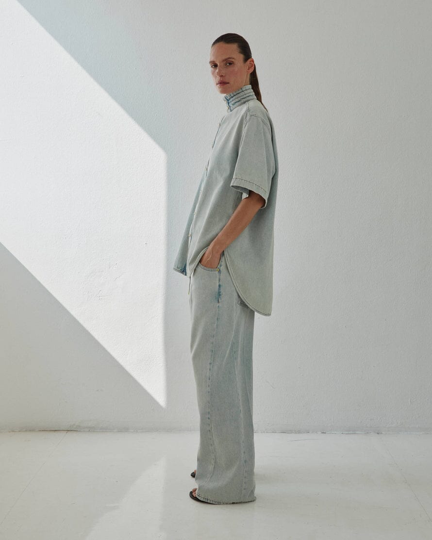 DARKPARK // Iris Paper Bag Tencel Denim / Bluesh White Womens Darkpark 
