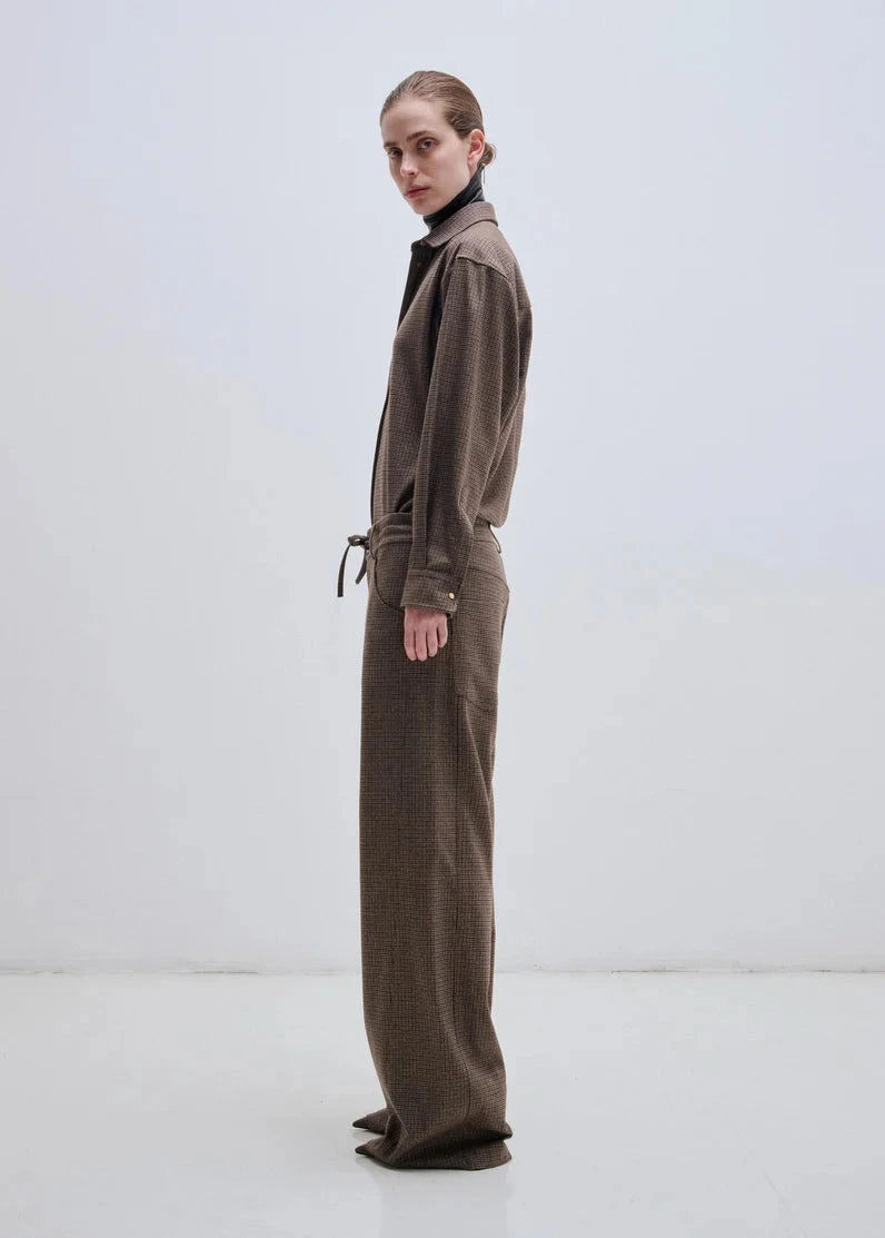 Darkpark // Iris Pied De Poule Paper Bag Pant / Beige, Brown & Black Womens Darkpark 