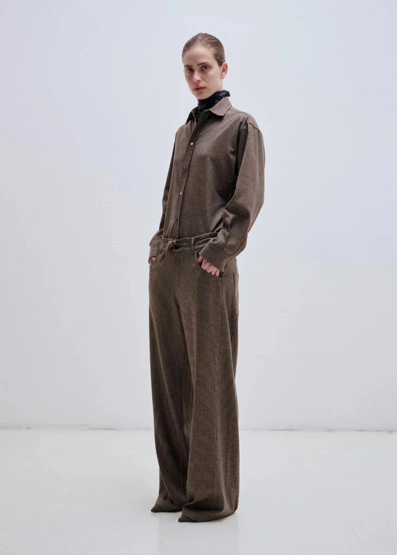 Darkpark // Iris Pied De Poule Paper Bag Pant / Beige, Brown & Black Womens Darkpark 