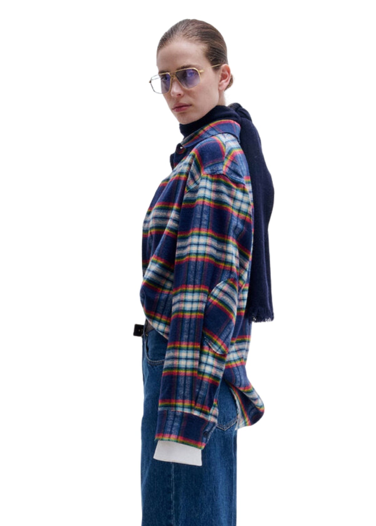 Darkpark // Keanu Japanese Tartan Check Cotton Shirt / White, Green, Red & Blue Womens Darkpark 