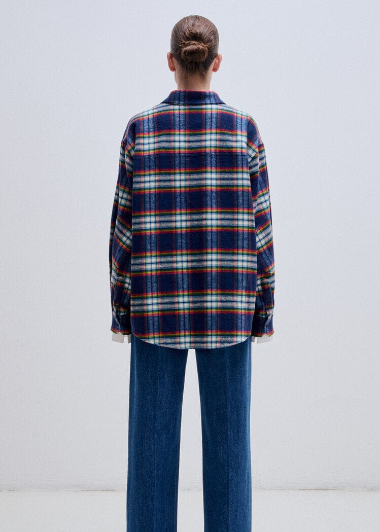 Darkpark // Keanu Japanese Tartan Check Cotton Shirt / White, Green, Red & Blue Womens Darkpark 