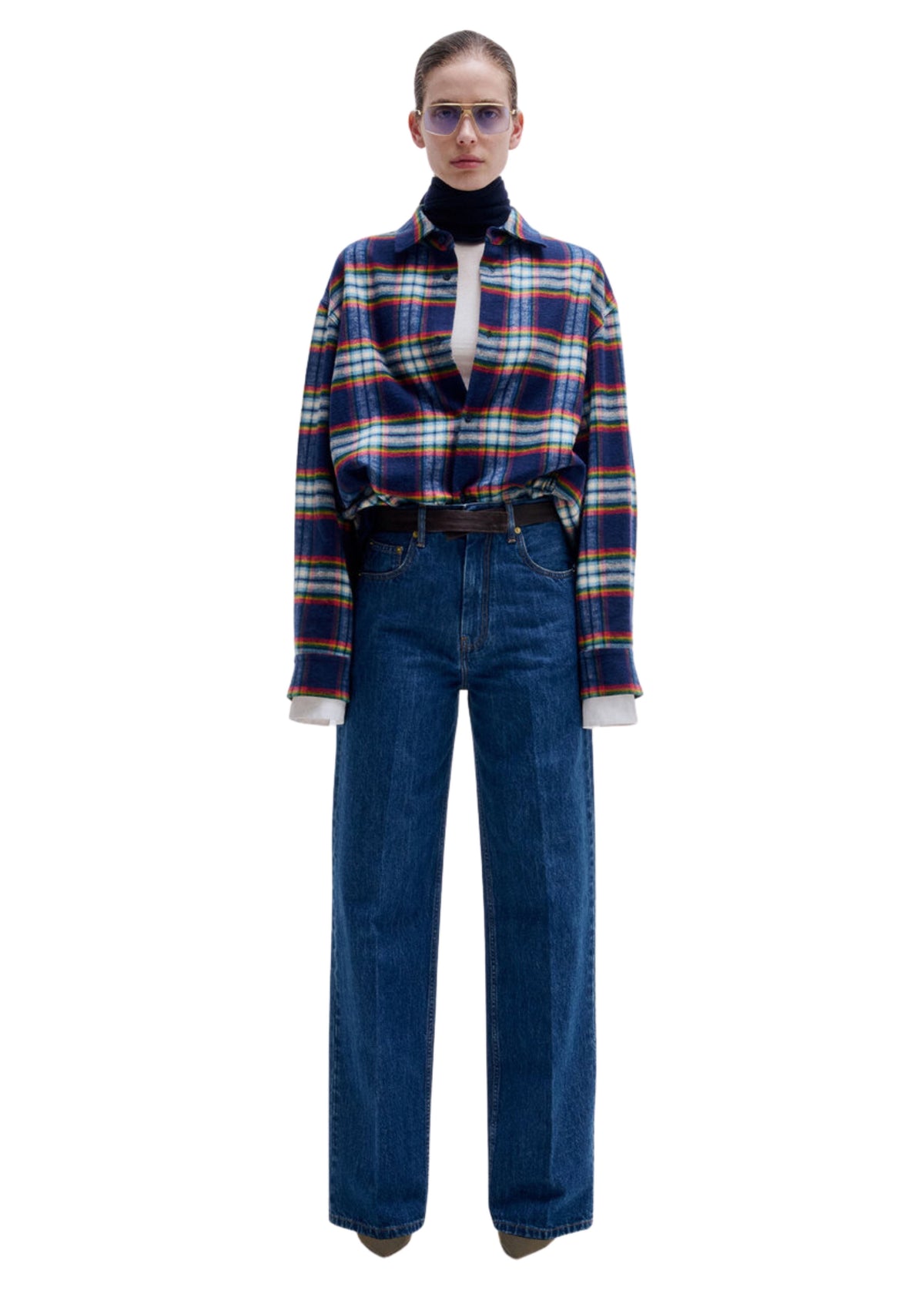 Darkpark // Keanu Japanese Tartan Check Cotton Shirt / White, Green, Red & Blue Womens Darkpark 