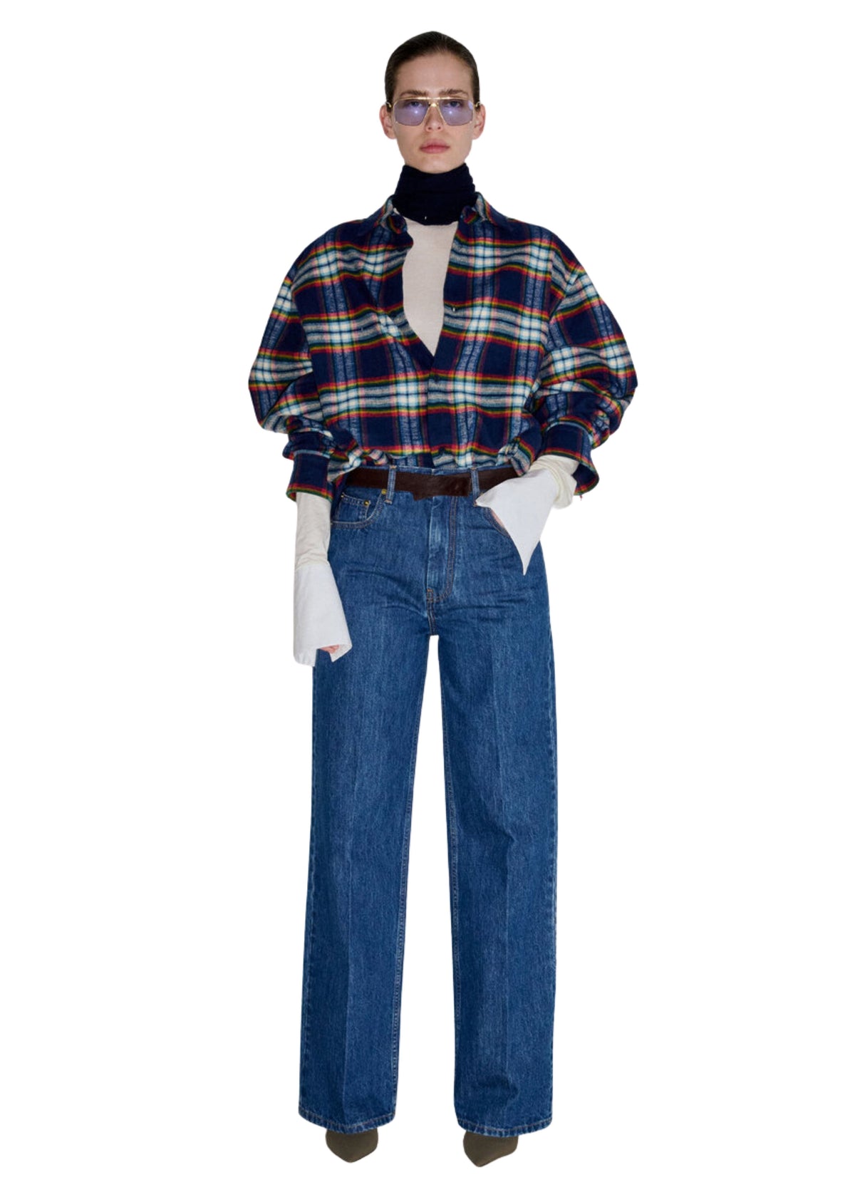 Darkpark // Keanu Japanese Tartan Check Cotton Shirt / White, Green, Red & Blue Womens Darkpark 