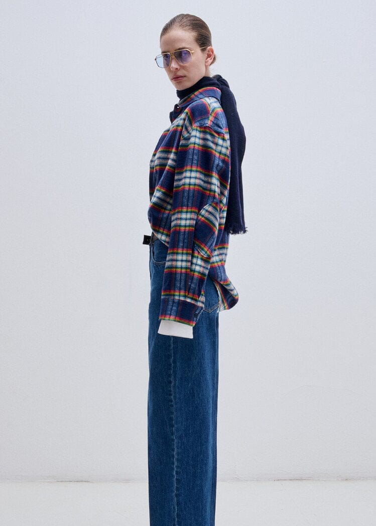 Darkpark // Keanu Japanese Tartan Check Cotton Shirt / White, Green, Red & Blue Womens Darkpark 