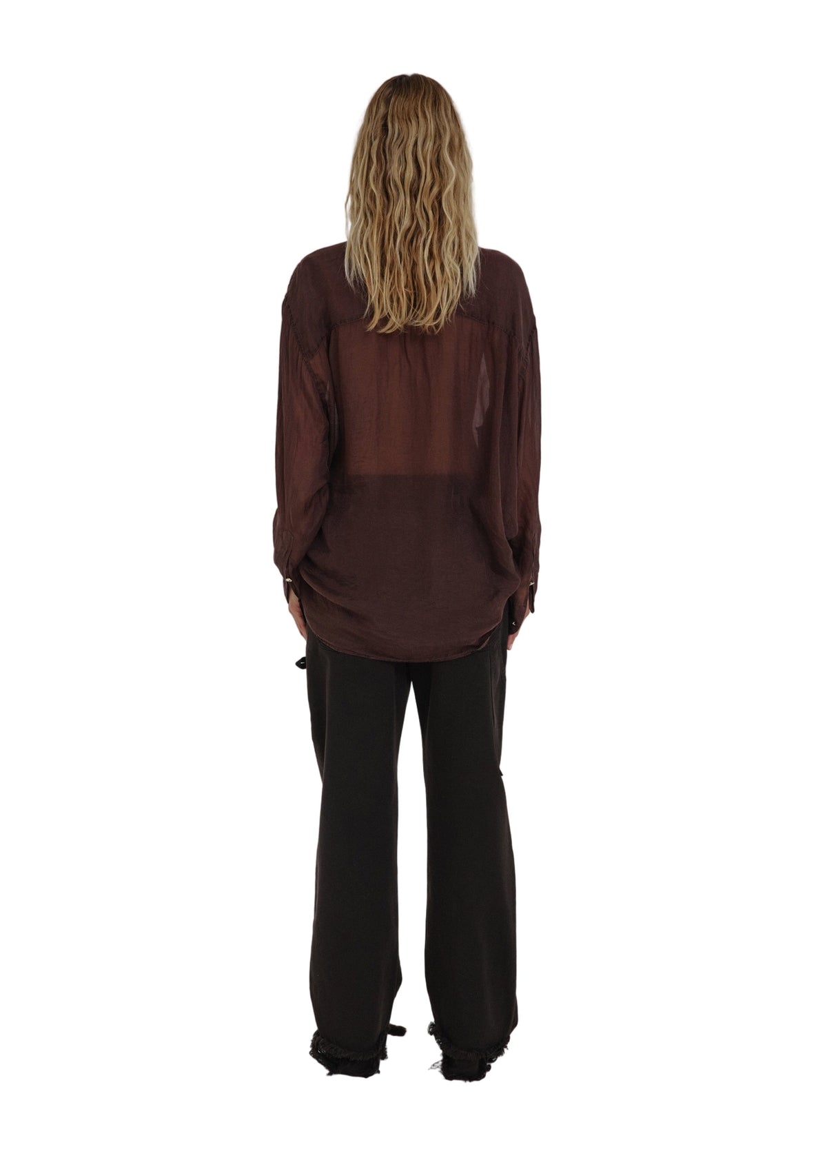 Darkpark // Keanu Silk Organza Shirt / Dark Brown Womens Darkpark 