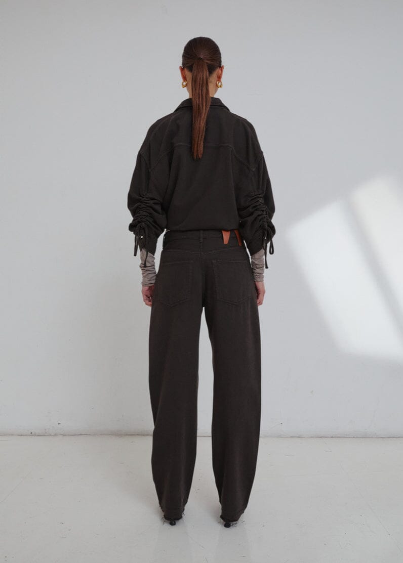 Darkpark // Keanu Tencel Denim Rouche Shirt / Dark Brown Womens Darkpark 