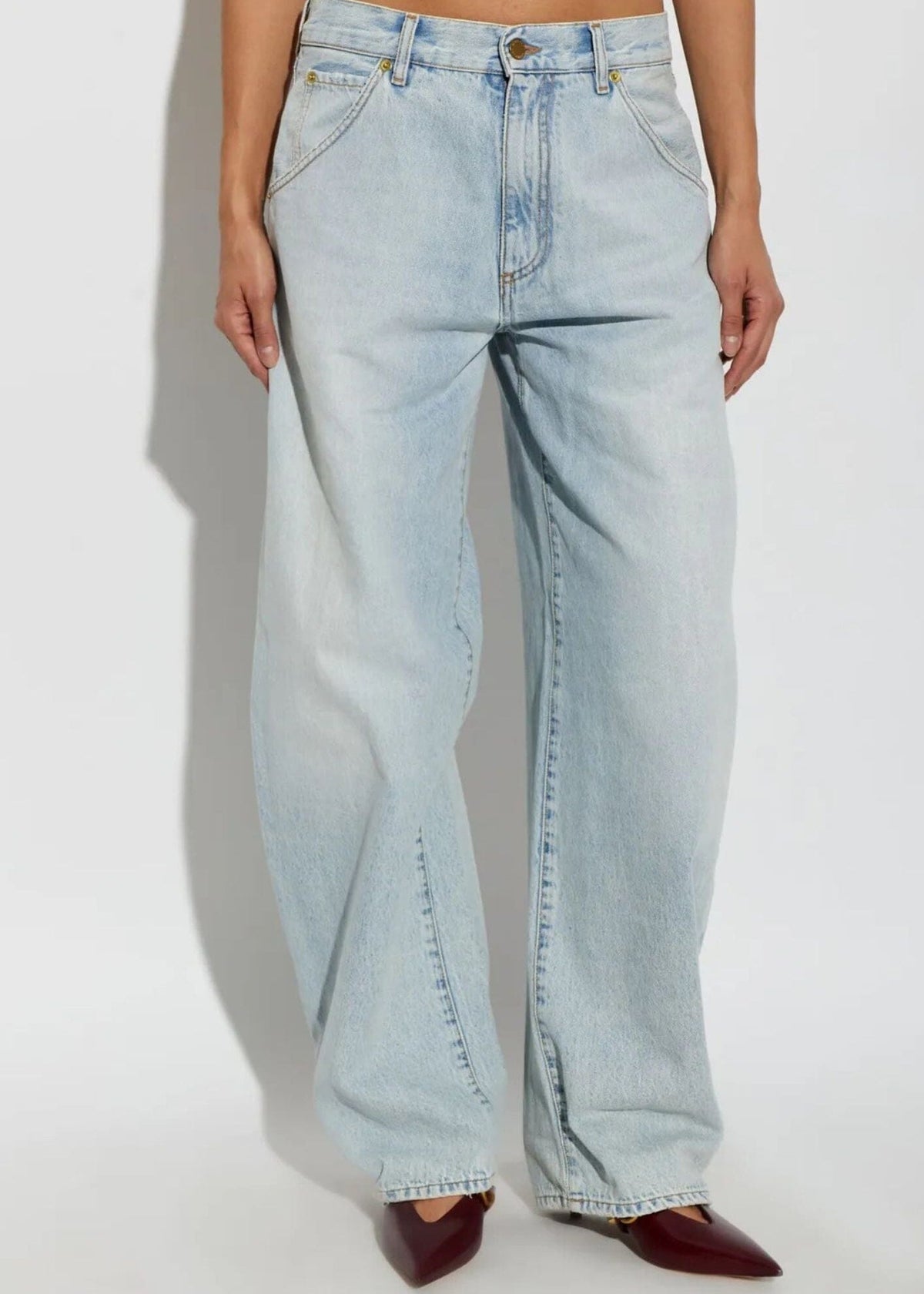 Darkpark // Khris Barrel Leg Denim / Bleach Baby Blue Womens Darkpark 