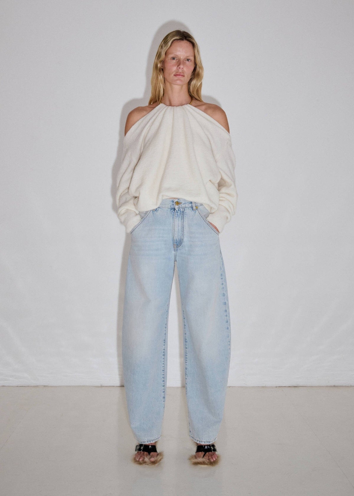 Darkpark // Khris Barrel Leg Denim / Bleach Baby Blue Womens Darkpark 