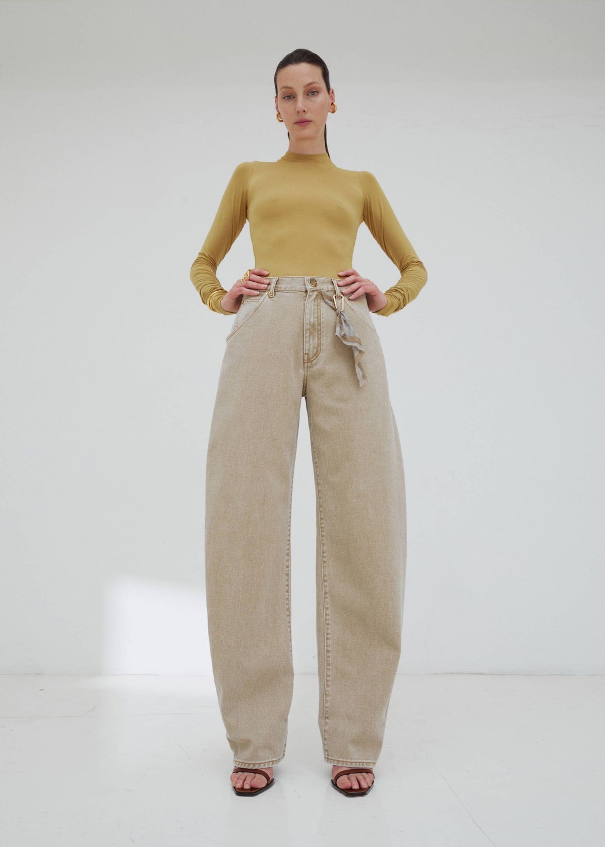 Darkpark // Khris Barrel Leg Denim / Camel Womens Darkpark 