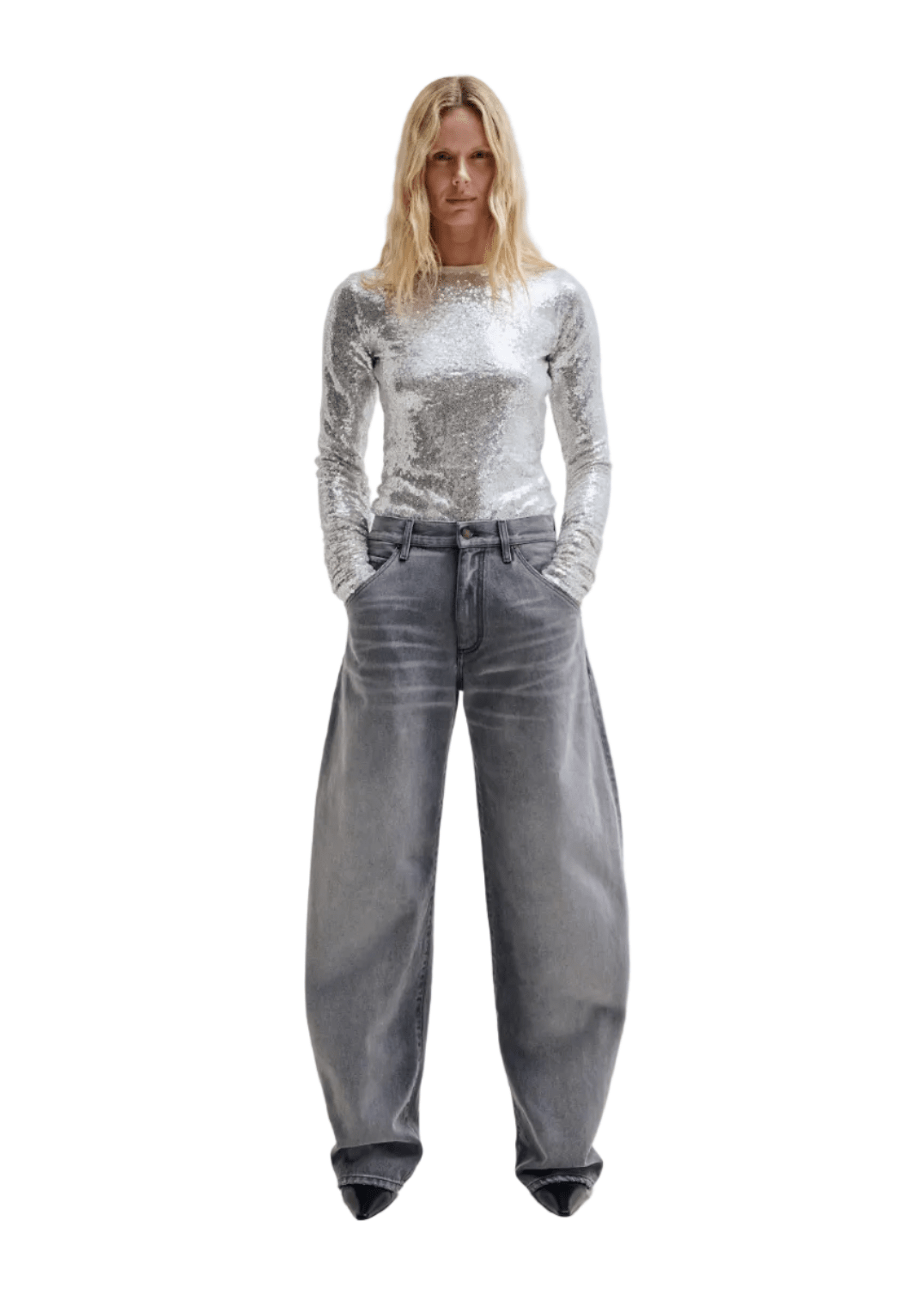 Darkpark // Khris Barrel leg Denim / Smoke Black Wrinkle Womens Darkpark 