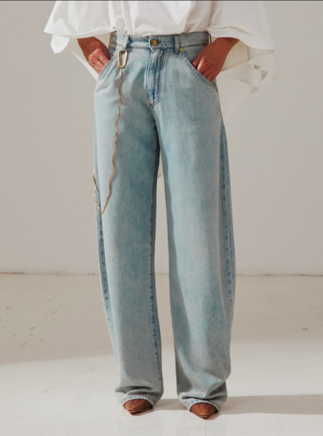 DARKPARK // Khris Barrel Leg Tencel Denim / Bluesh White Womens Darkpark 