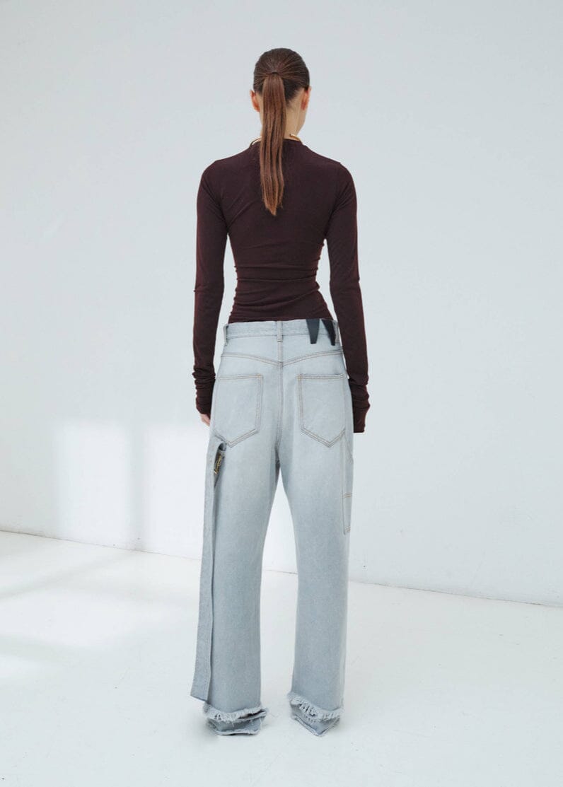 Darkpark // Lisa Belt Adorned Loose Fit Denim / Washed Grey Womens Darkpark 