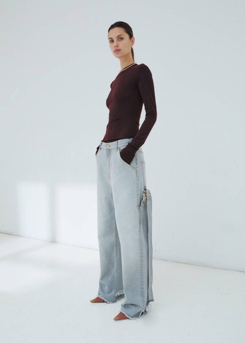 Darkpark // Lisa Belt Adorned Loose Fit Denim / Washed Grey Womens Darkpark 