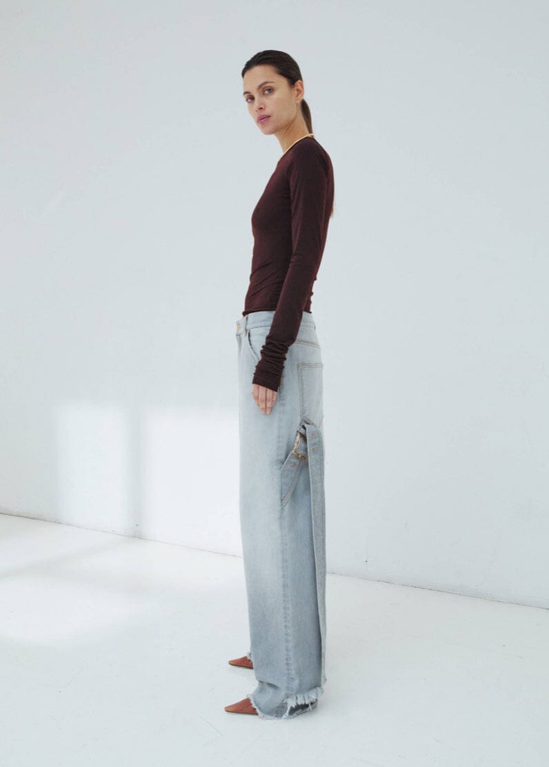 Darkpark // Lisa Belt Adorned Loose Fit Denim / Washed Grey Womens Darkpark 