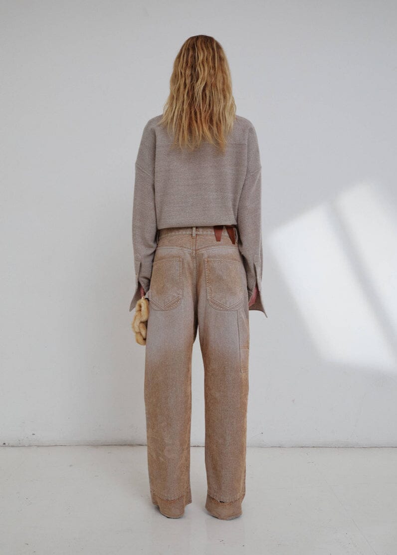 Darkpark // Lisa Chain Adorned Loose Fit Carpenter Flock Denim / Beige Womens Darkpark 