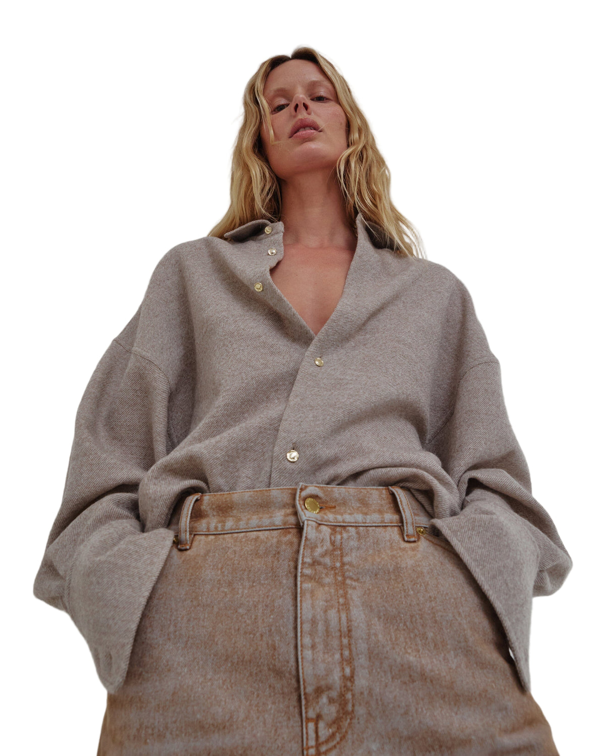 Darkpark // Lisa Chain Adorned Loose Fit Carpenter Flock Denim / Beige Womens Darkpark 
