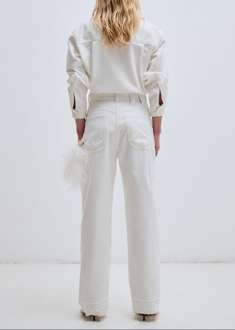 Darkpark // Lisa Corduroy Loose Fit Carpenter Pant / White Womens Darkpark 