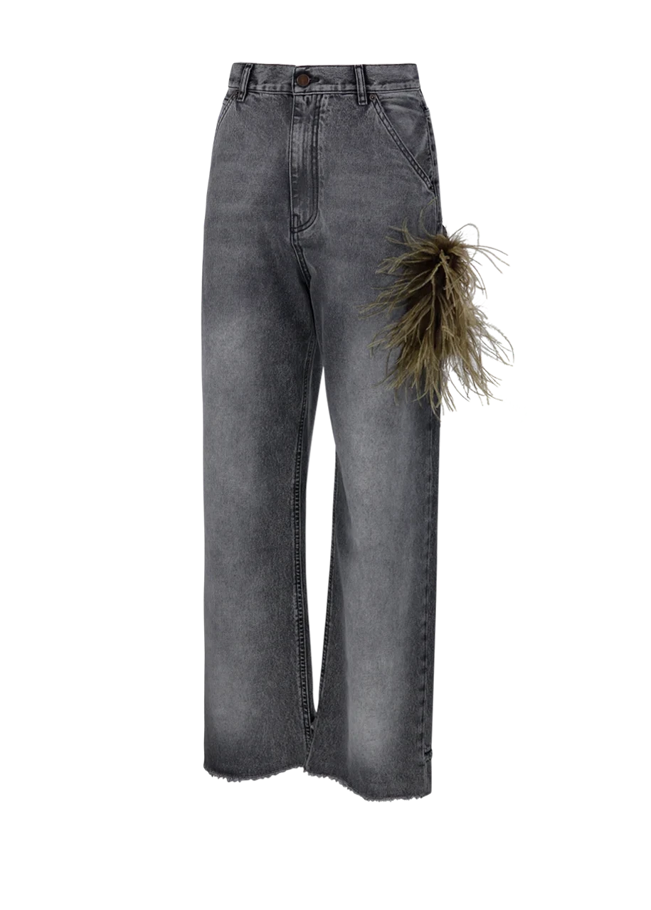 Darkpark // Lisa Feather Chain Loose Fit Carpenter Jean / Smoke Black Womens Darkpark 