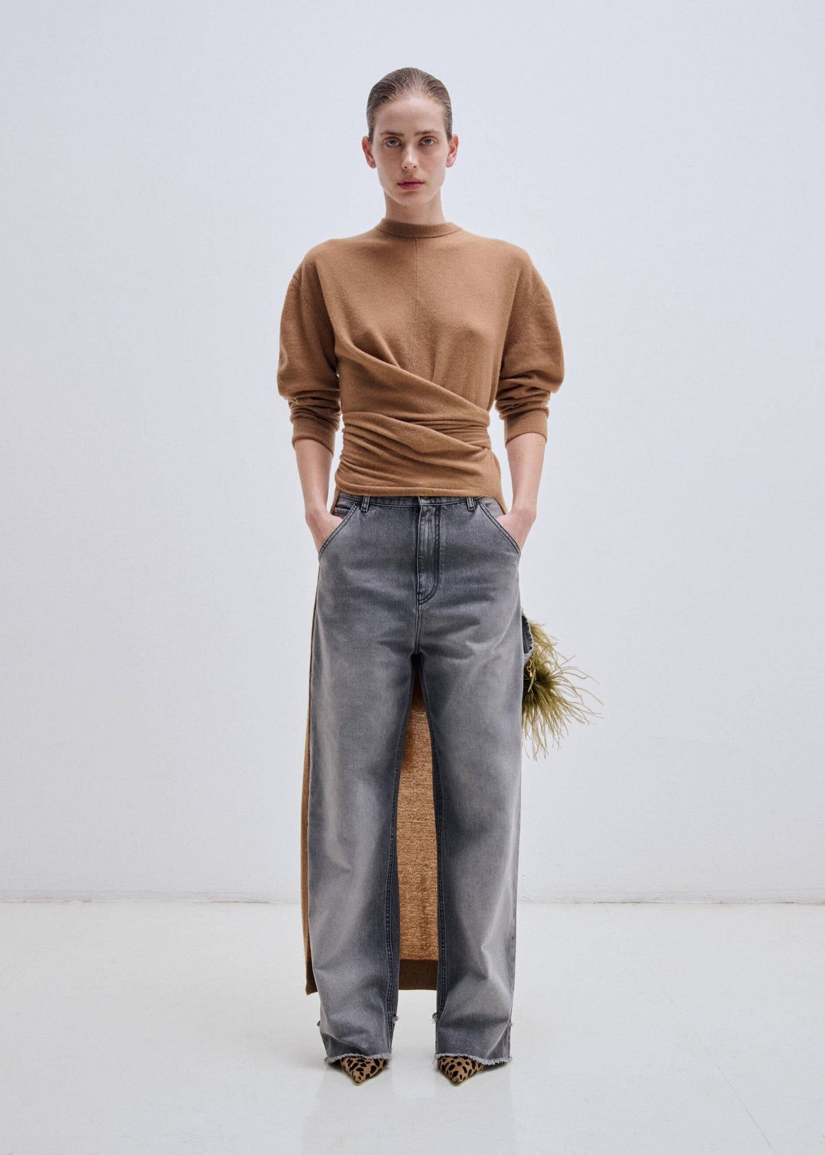 Darkpark // Lisa Feather Chain Loose Fit Carpenter Jean / Smoke Black Womens Darkpark 