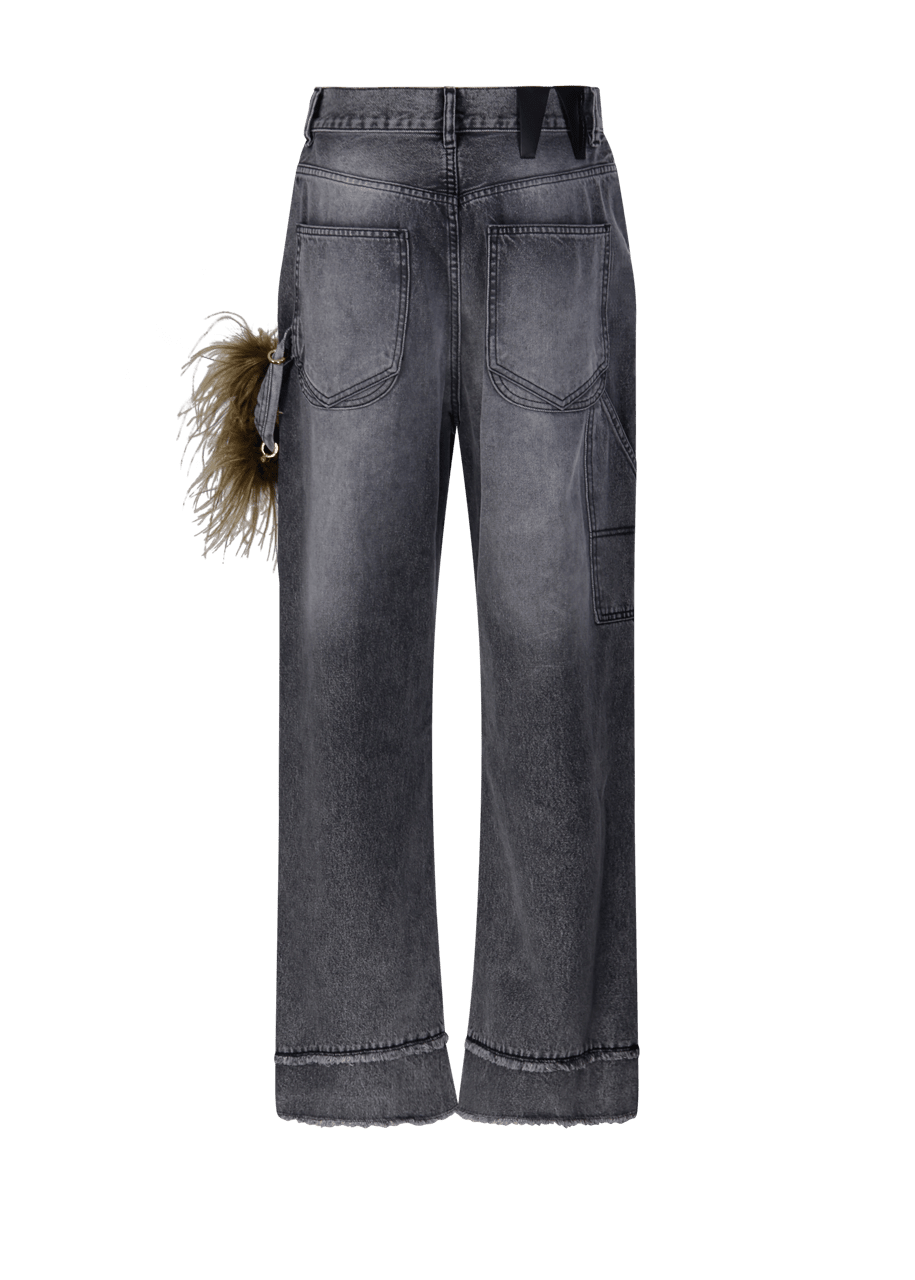 Darkpark // Lisa Feather Chain Loose Fit Carpenter Jean / Smoke Black Womens Darkpark 