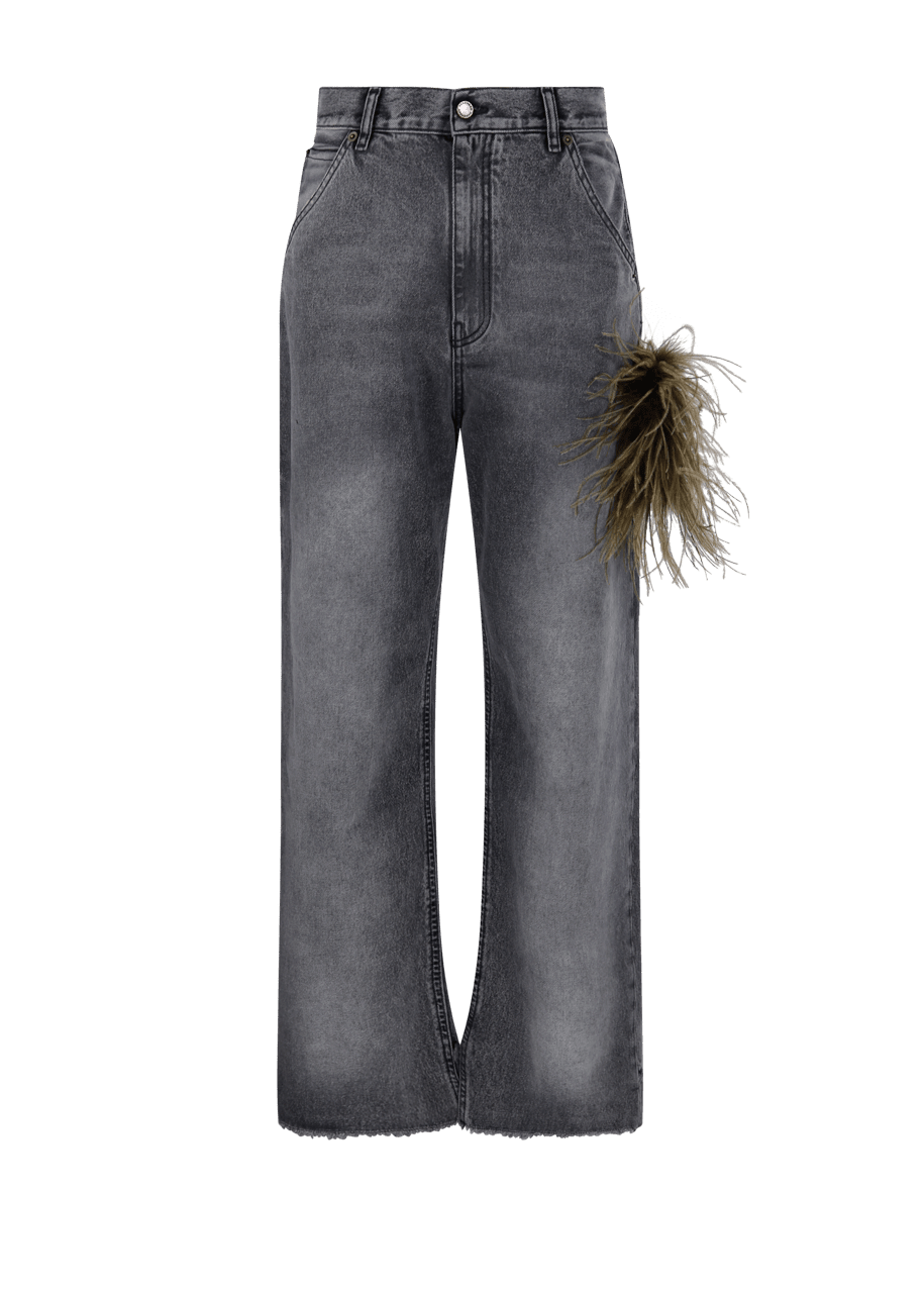 Darkpark // Lisa Feather Chain Loose Fit Carpenter Jean / Smoke Black Womens Darkpark 