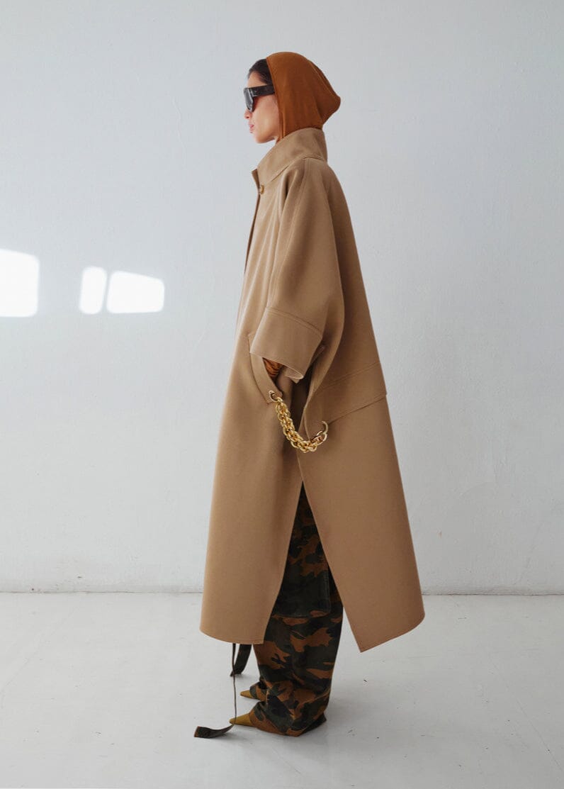 Darkpark // Nat Long Oversize Cape Coat / Beige Womens Darkpark 