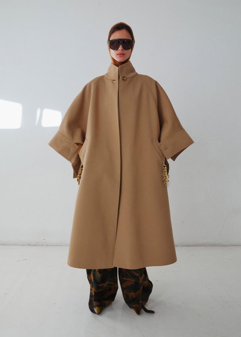 Darkpark // Nat Long Oversize Cape Coat / Beige Womens Darkpark 