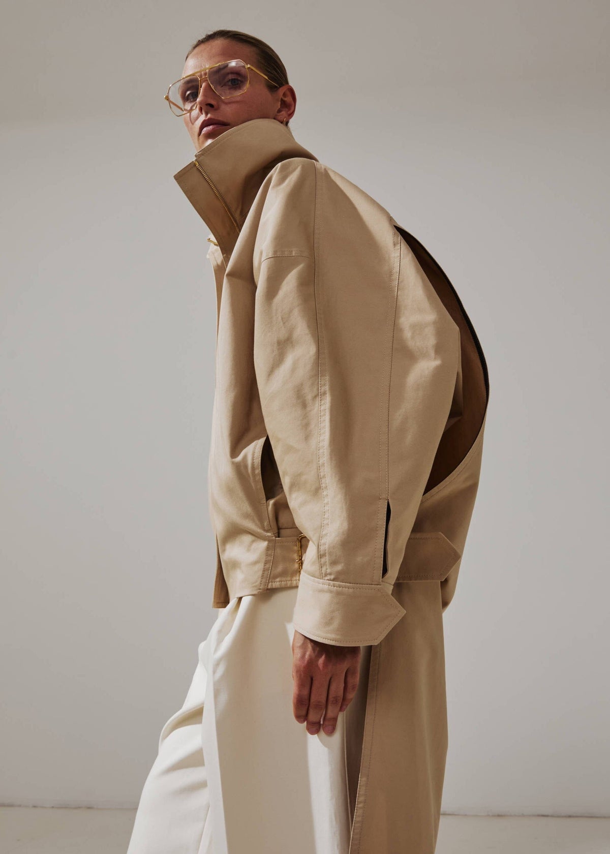 Darkpark // New Celine Double Back Aviator Bomber / Beige Women's Darkpark 