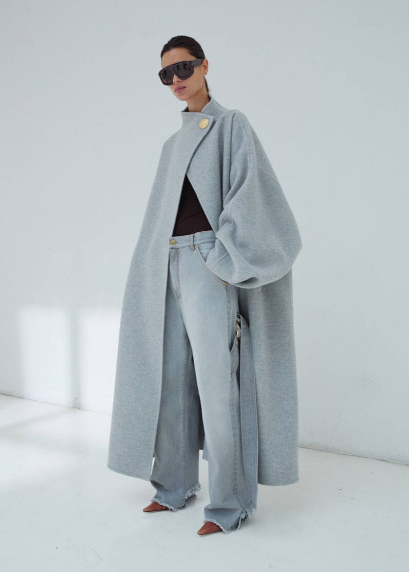Darkpark // North Oversize Cashmere Wool Coat / Grey Melange Womens Darkpark 