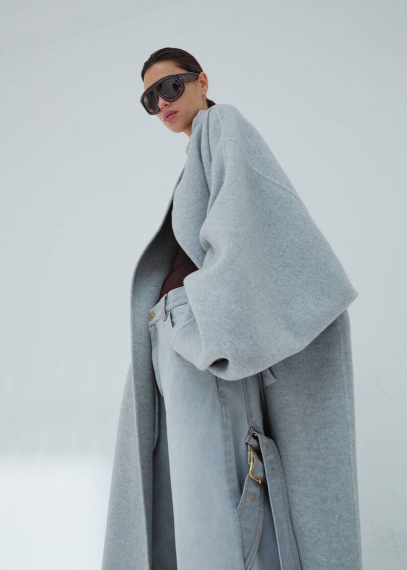 Darkpark // North Oversize Cashmere Wool Coat / Grey Melange Womens Darkpark 